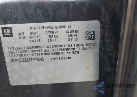 2015 Chevrolet Cruze 1Lt Auto z USA, uszkodzony, nr VIN 1G1PC5SB3F7263545